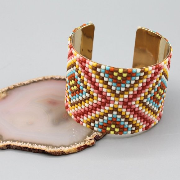 Jewelry - Multicolored large wide boho chic bracelet